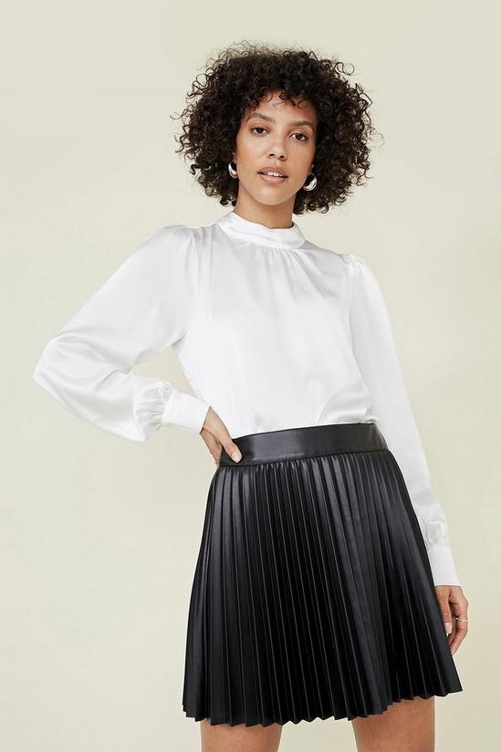 Oasis Pleated Faux Leather Mini Skirt 2