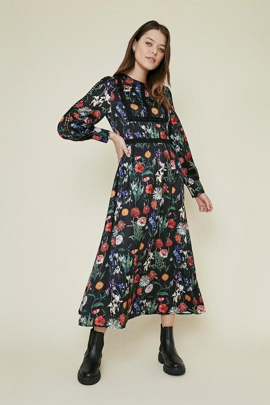 Oasis Floral Lace Trim Midi Dress 2