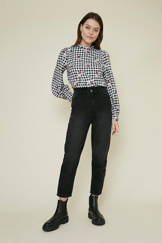 Oasis Embroidered Check Balloon Sleeve Blouse 2