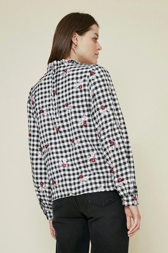 Oasis Embroidered Check Balloon Sleeve Blouse 3