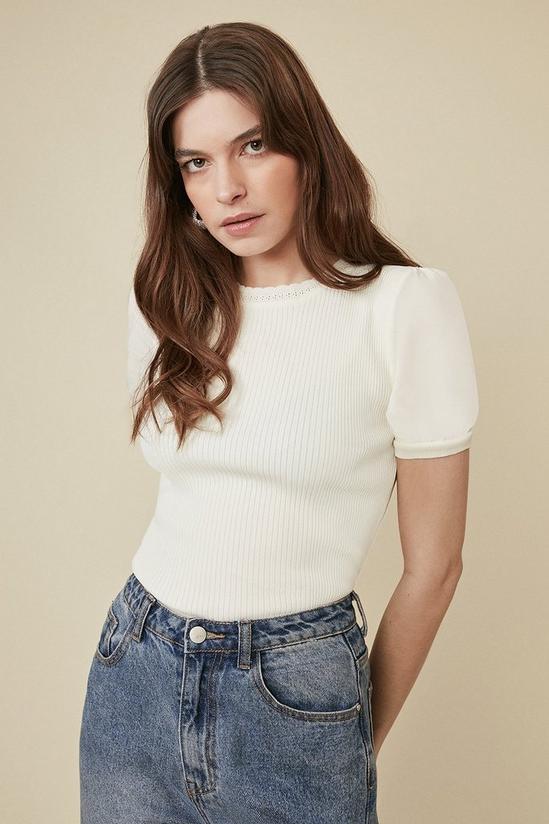 Oasis Woven Puff Sleeve Top 1