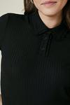 Oasis Pointelle Jersey Frill Polo Top thumbnail 4