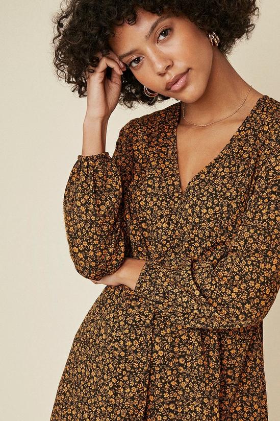 Oasis Printed Knot Front Long Sleeve Dress 1