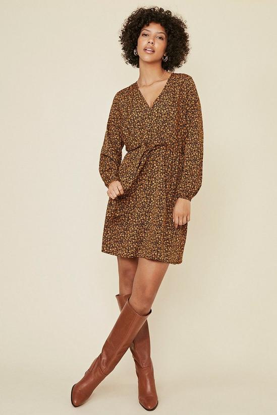 Oasis Printed Knot Front Long Sleeve Dress 3