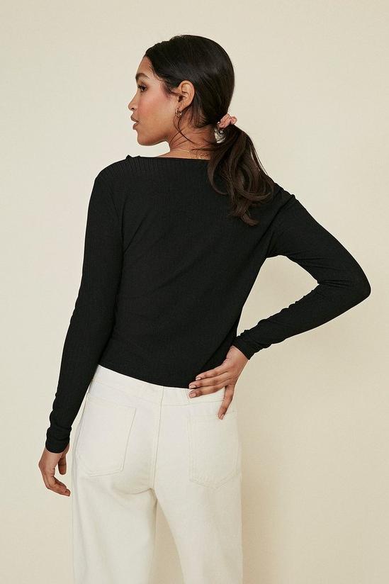 Oasis Pointelle Jersey Frill V Neck Top 3