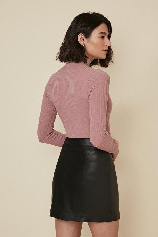 Oasis Leather Zip Front Mini Skirt 3