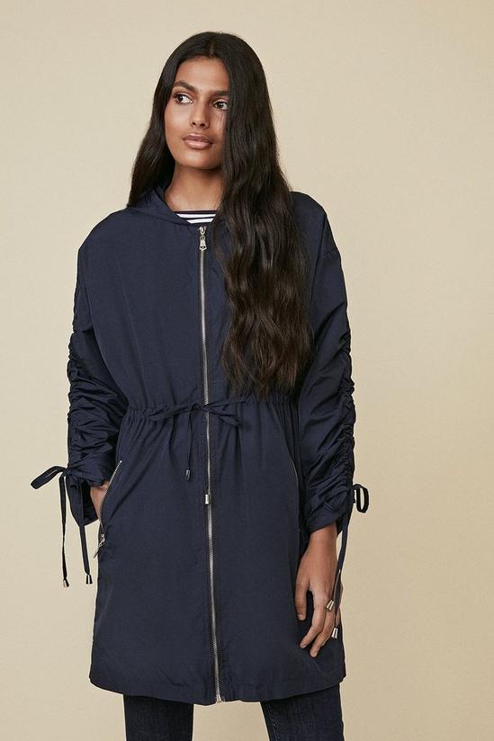 Oasis Satin Look Ruched Sleeve Parka 1