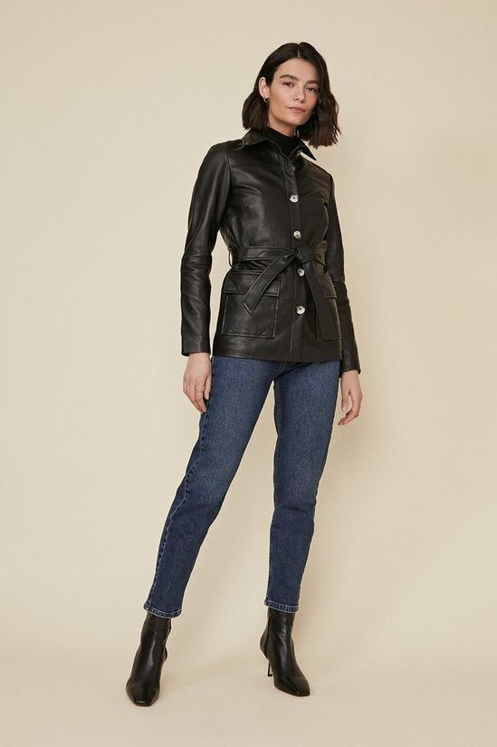 Oasis Leather Belted Shacket 2