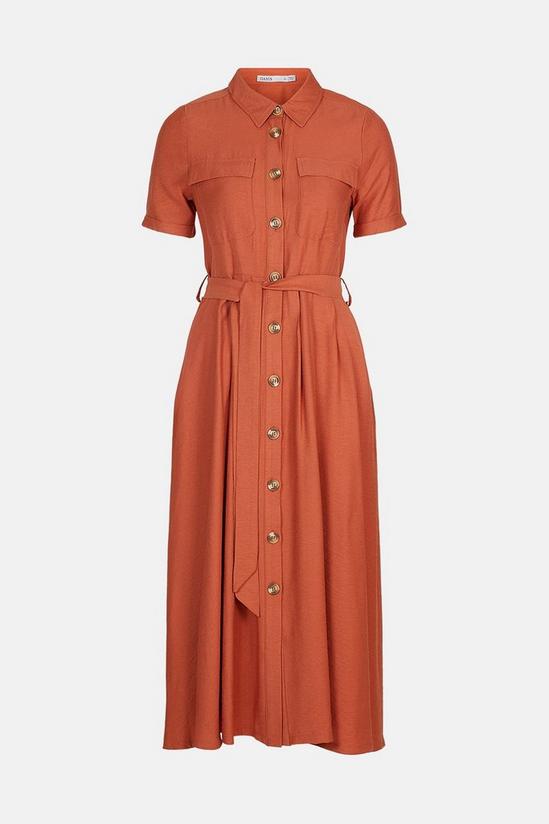 Oasis Linen Look Button Through Shirt Dress 5