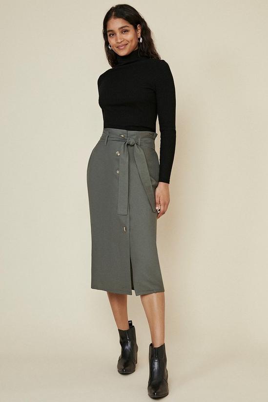 Oasis Button Through Linen Look Skirt 1