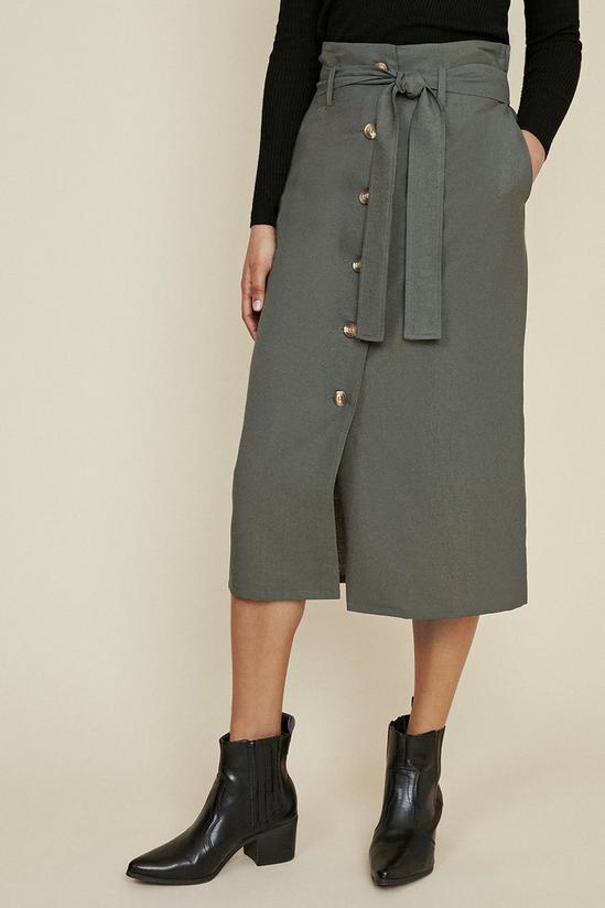 Oasis Button Through Linen Look Skirt 2