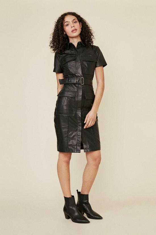Oasis Belted Leather Mini Dress 1