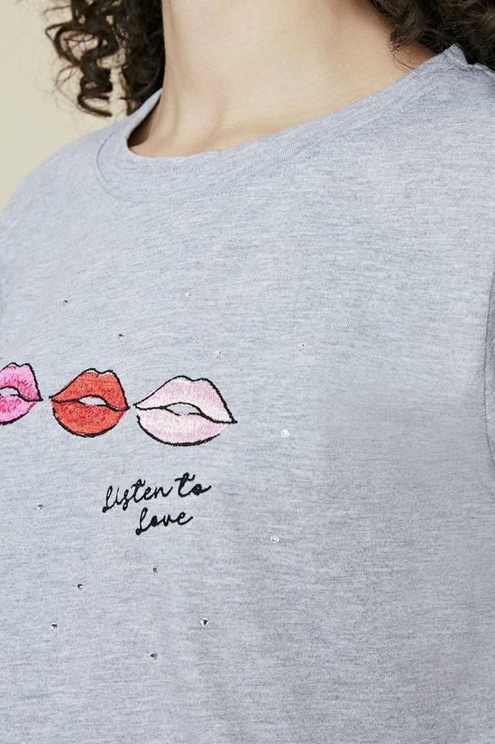 Oasis Embroidered Lips And Hotfix T Shirt 4