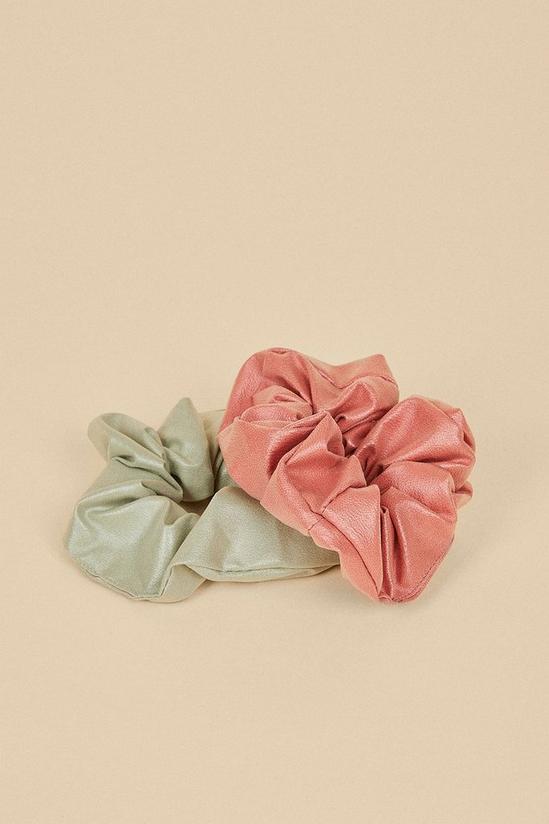 Oasis 2 Pack Faux Leather Scrunchies 1