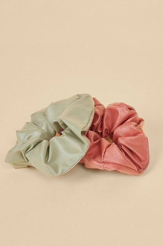 Oasis 2 Pack Faux Leather Scrunchies 2
