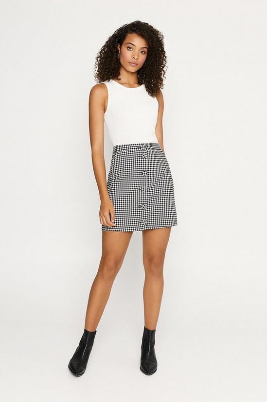 Oasis Gingham Button Through Mini Skirt 1
