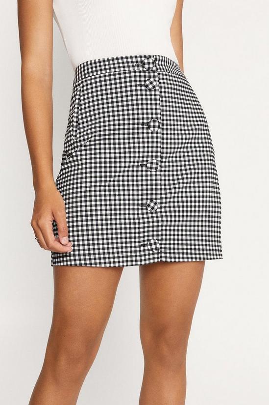 Oasis Gingham Button Through Mini Skirt 2