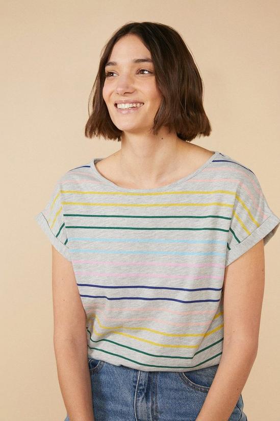 Oasis Marl Rainbow Stripe T Shirt 1