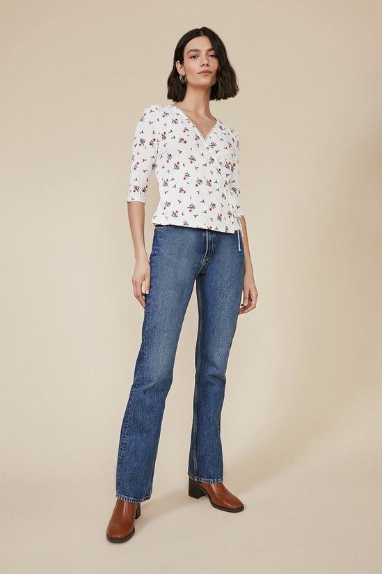Oasis Floral Pointelle Wrap Top 2