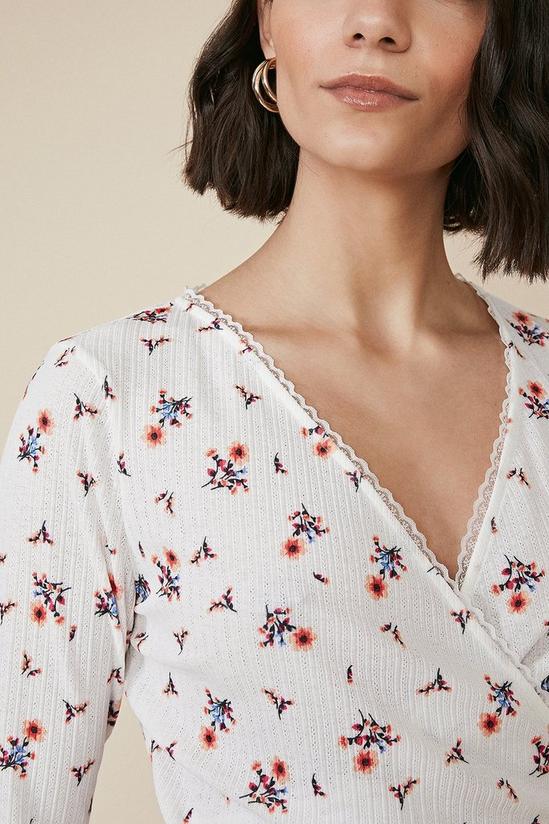 Oasis Floral Pointelle Wrap Top 4