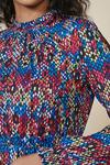 Oasis Colourful Snake Shirred Cuff Skater Dress thumbnail 4
