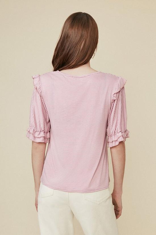 Oasis Stripe Frill Sleeve T Shirt 3