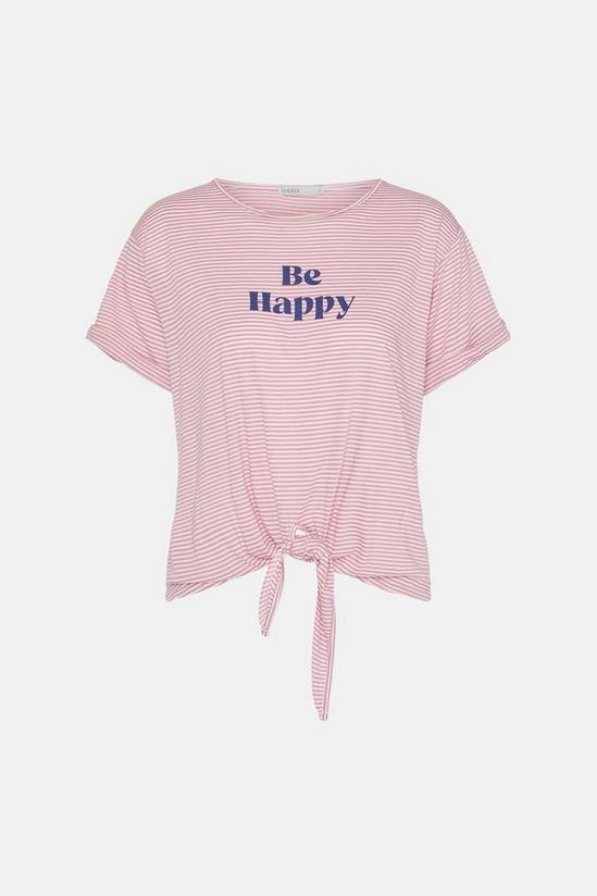 Oasis Be Happy Stripe Tie Front T Shirt 2