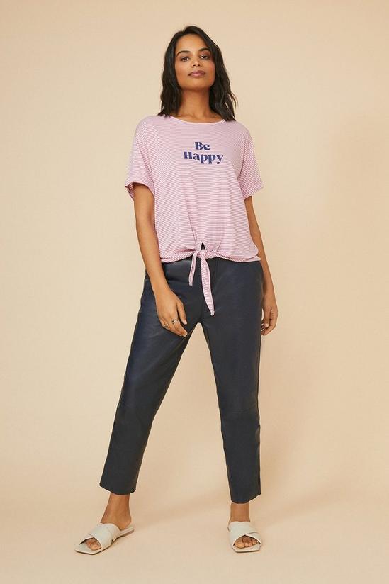 Oasis Be Happy Stripe Tie Front T Shirt 3