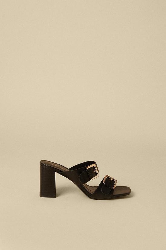 Oasis Buckle Detail Double Strap Heeled Mule 1