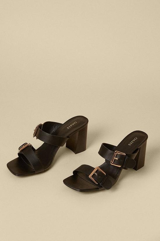 Oasis Buckle Detail Double Strap Heeled Mule 2