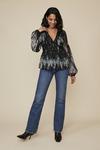 Oasis Floral Print Trimmed Long Sleeve Blouse thumbnail 2