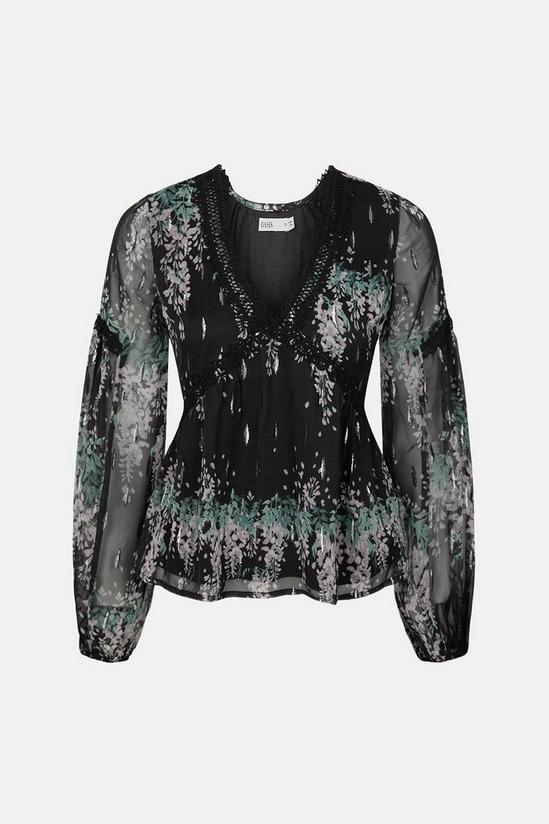 Oasis Floral Print Trimmed Long Sleeve Blouse 5
