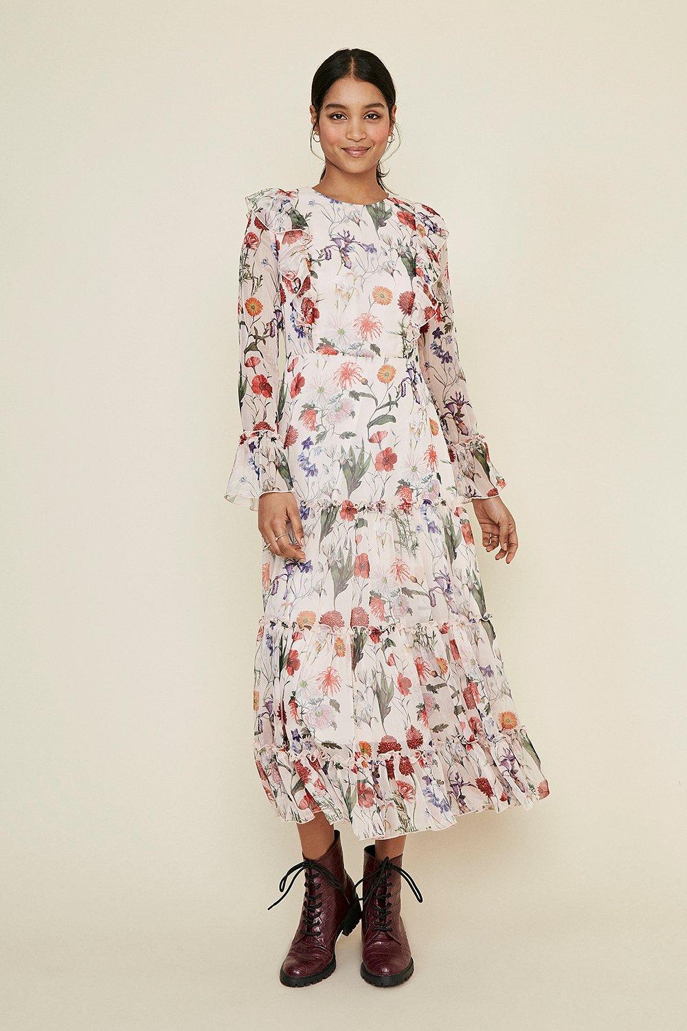 Oasis floral print midi hotsell dress