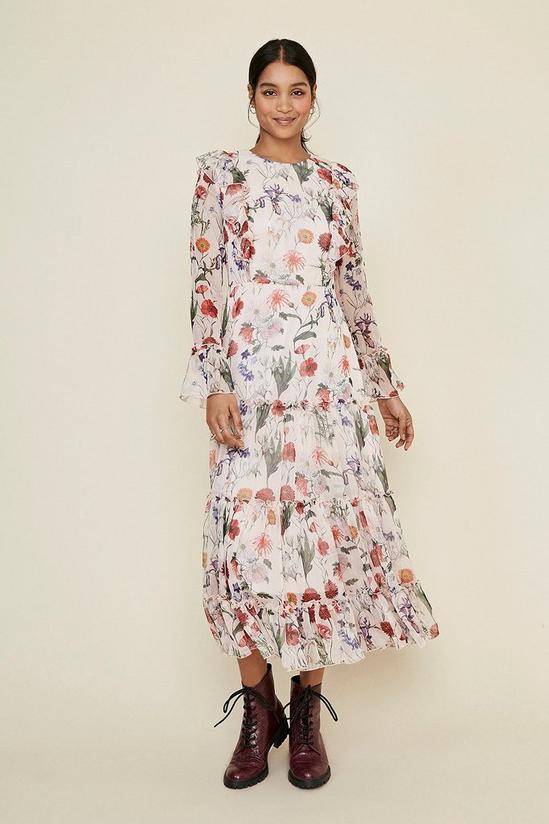Oasis Floral Print Ruffle Midi Dress 1