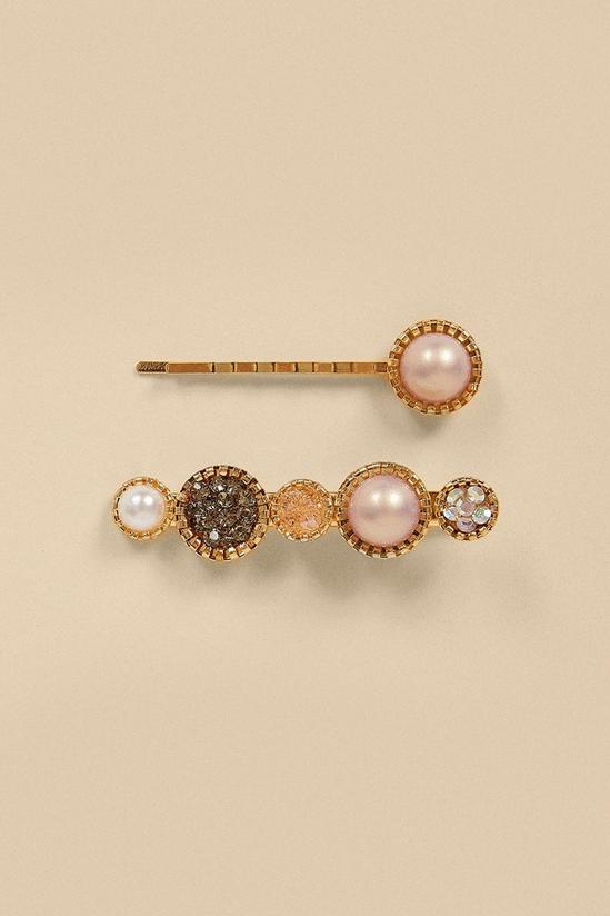 Oasis Pearly Sparkle 2 Pack Hair Clips 1