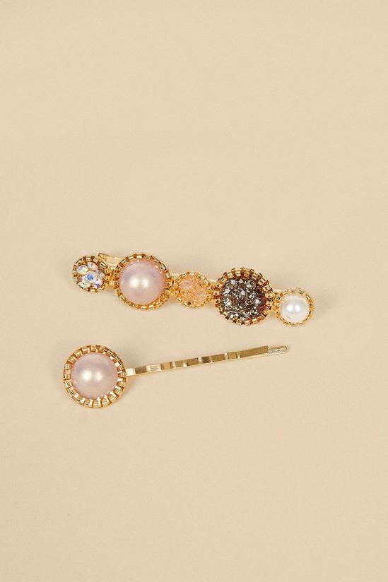 Oasis Pearly Sparkle 2 Pack Hair Clips 2