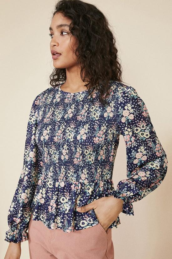 Oasis Floral Shirred Bodice Top 1
