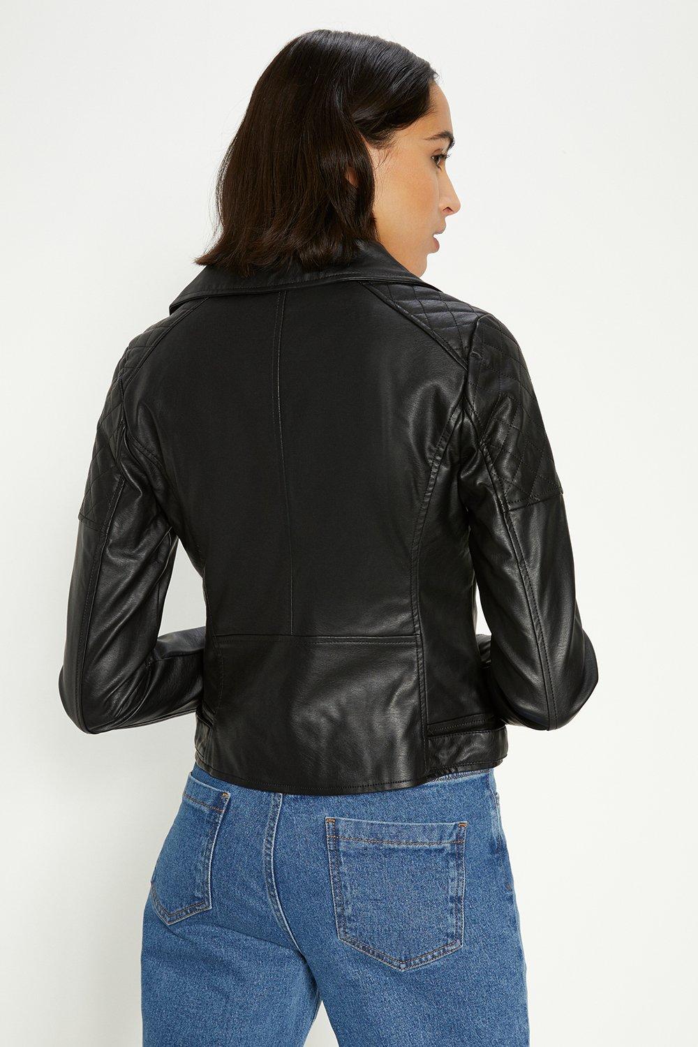 Oasis faux sale leather stitch biker