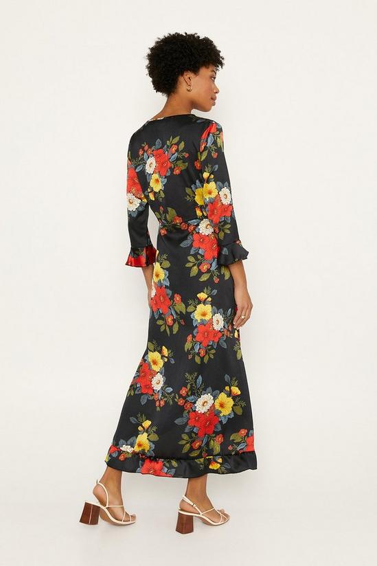 Oasis Floral Satin Wrap Midi Dress 3