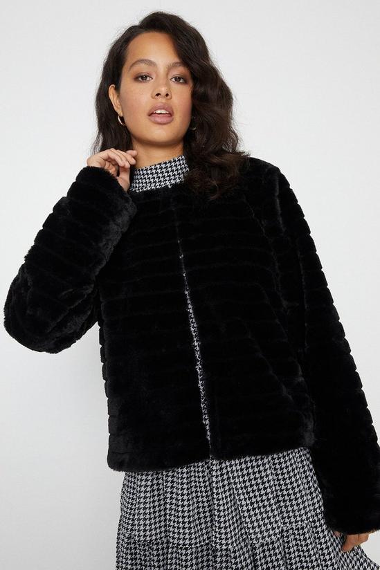 Oasis Collarless Faux Fur Line Coat 2