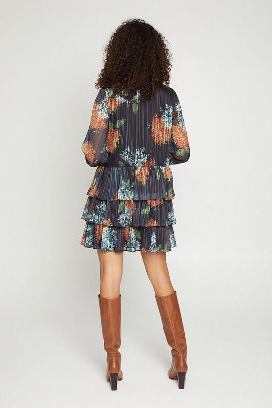 Oasis Floral Print Satin Stripe Tiered Hem Dress 3