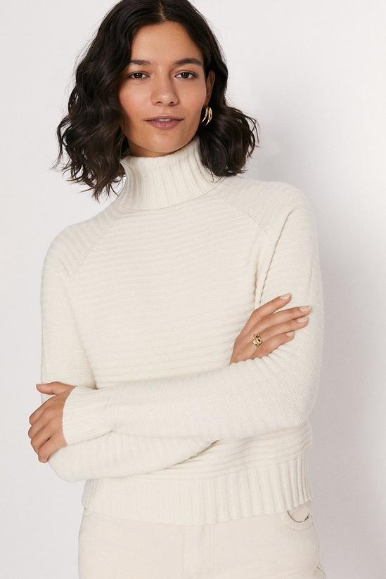 Oasis Cropped Polo Neck Knitted Jumper 2