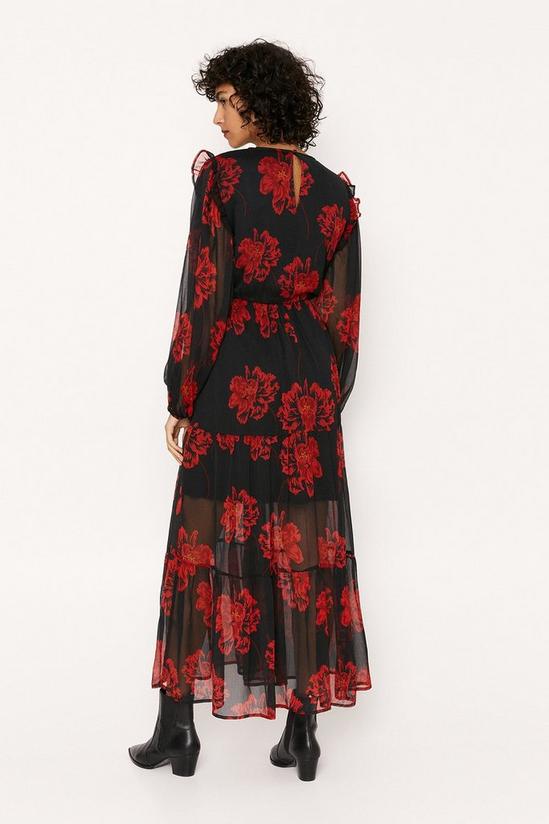 Oasis Red Floral Tiered Midi Dress 3