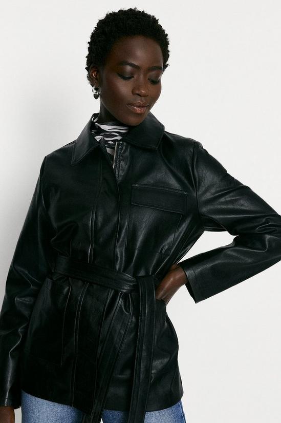 Oasis Faux Leather Belted Jacket 2