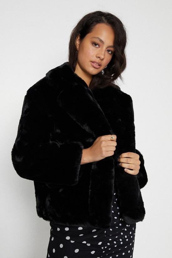 Oasis Short Faux Fur Double Breasted Coat 2