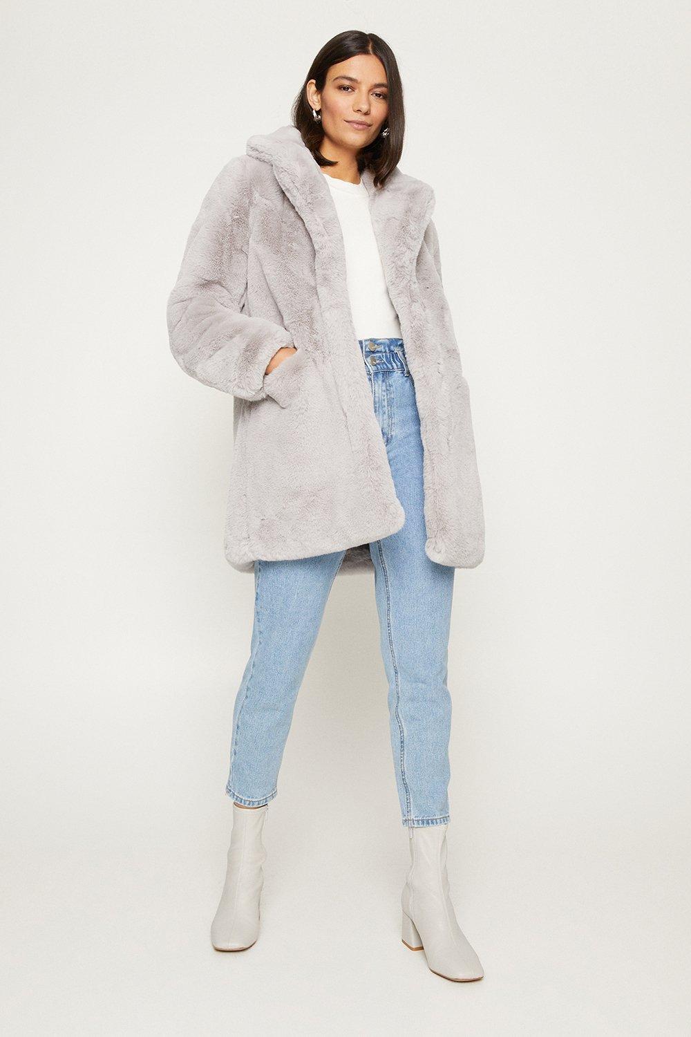 Oasis faux fur coat sale