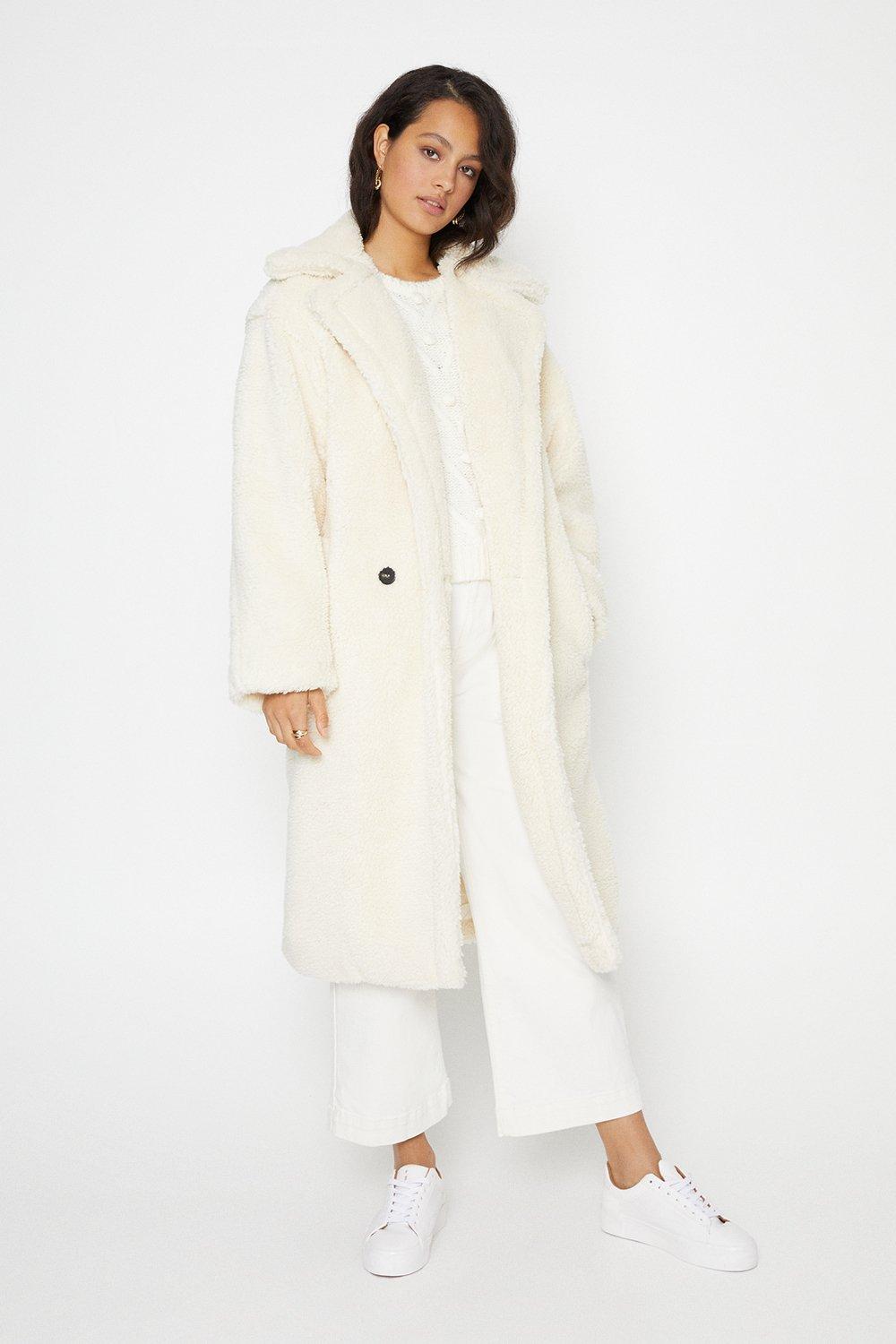 Cream teddy outlet coat long