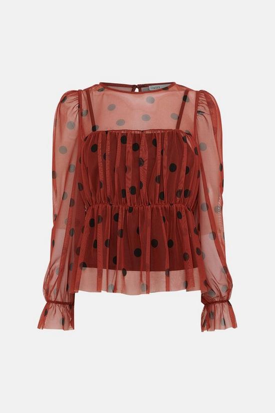 Oasis Spot Mesh Tiered Blouse 4