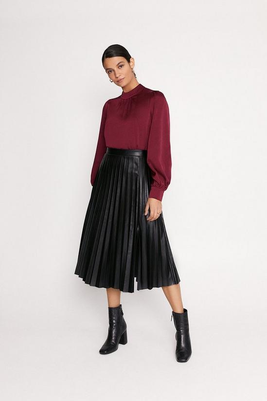Oasis Faux Leather Pleated Skirt 1