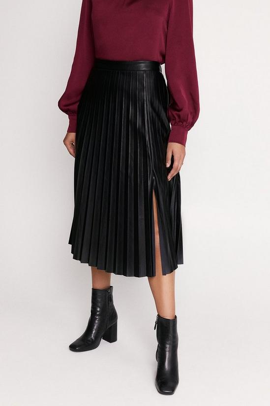 Oasis Faux Leather Pleated Skirt 2